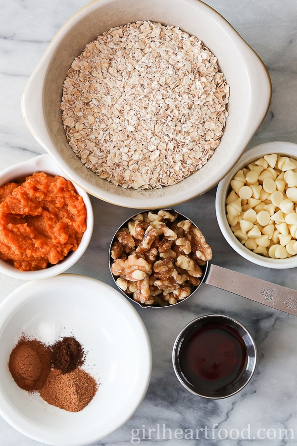 Ingredients for pumpkin balls.