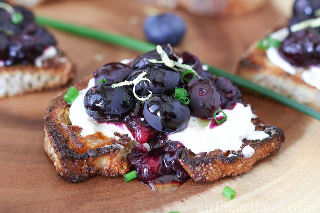 Roasted Blueberry & Goat Cheese Crostini Recipe Girl Heart Food