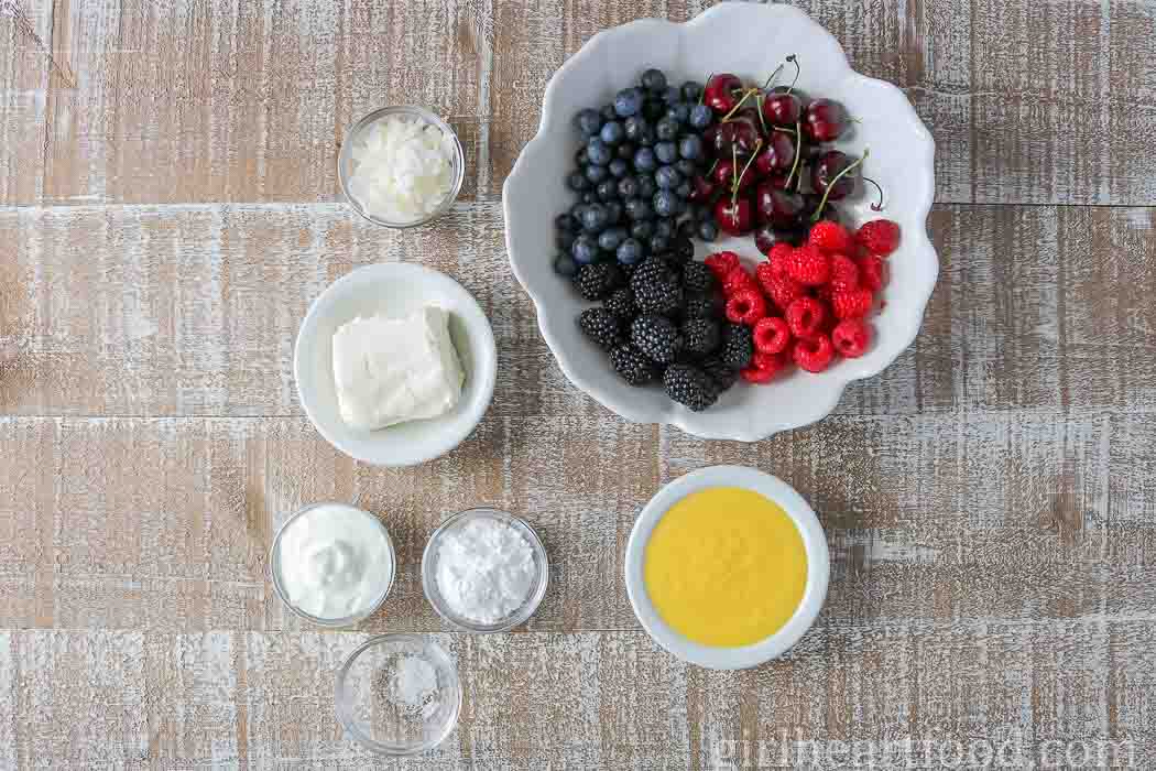 Ingredients for a dessert in a jar recipe.