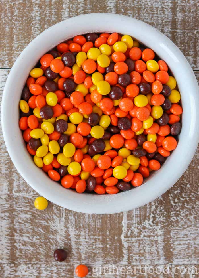 Bowl of Reese's candy.