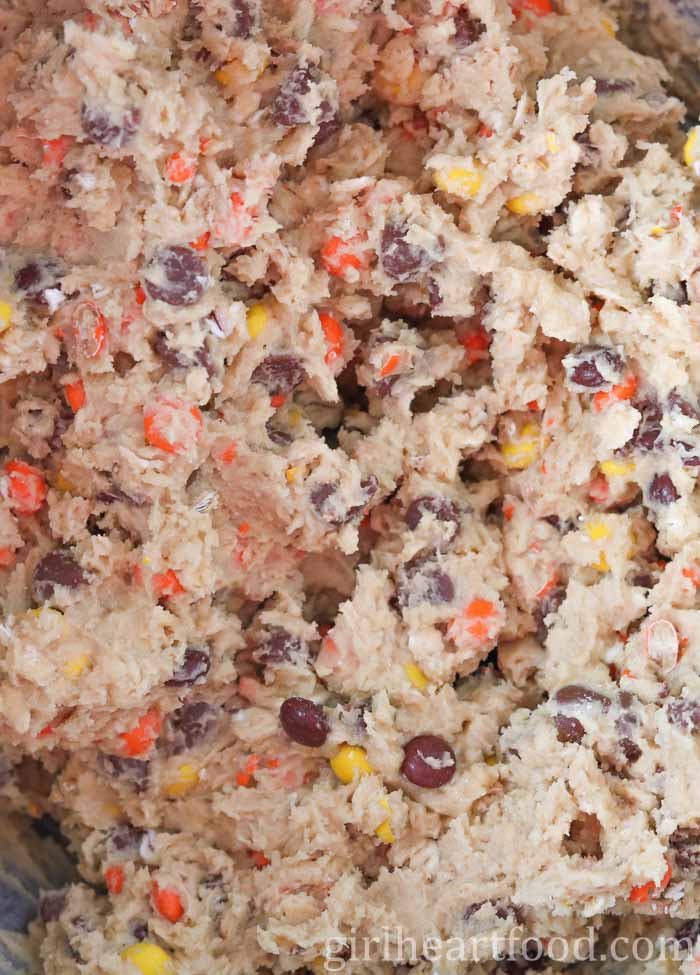 Close-up of cookie batter.