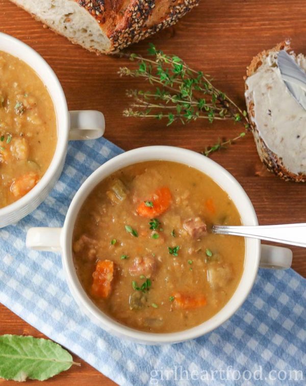 Slow Cooker Split Pea Soup with Ham Girl Heart Food®
