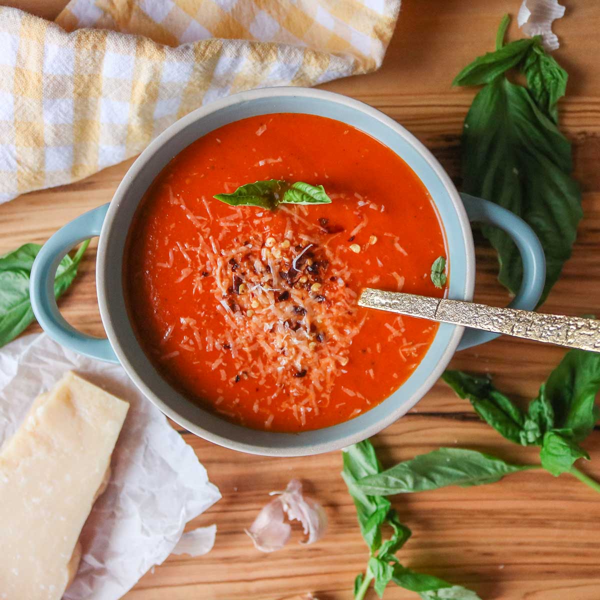 Creamy Tomato Basil Soup Using Canned Tomatoes