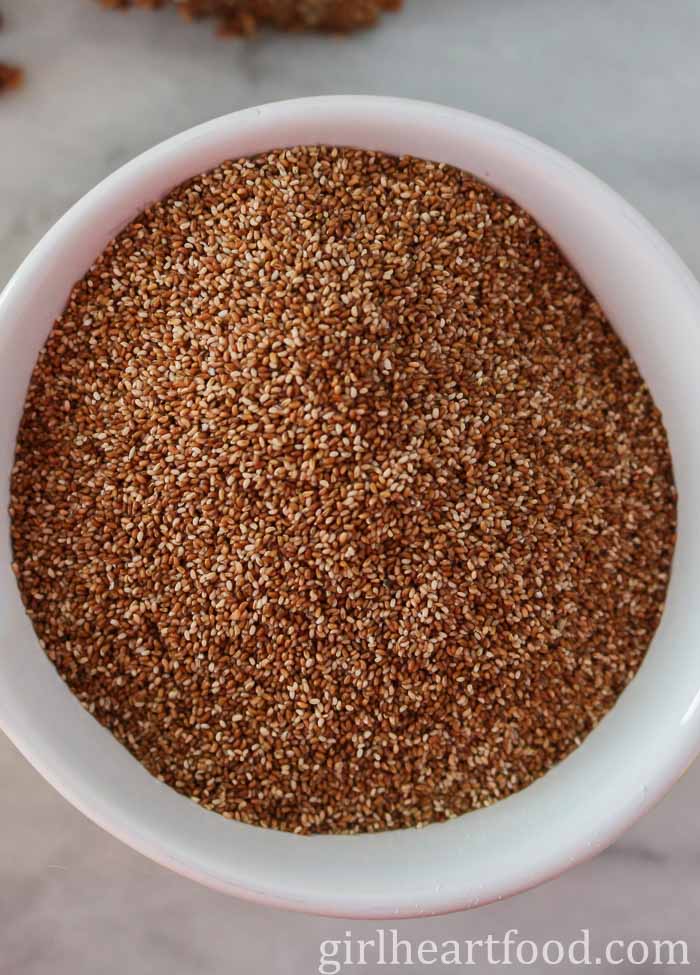 Bowl of whole grain teff.