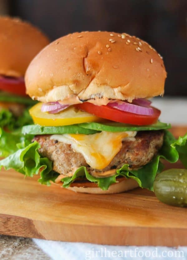 Ground Turkey Burgers (with sriracha mayo) | Girl Heart Food®