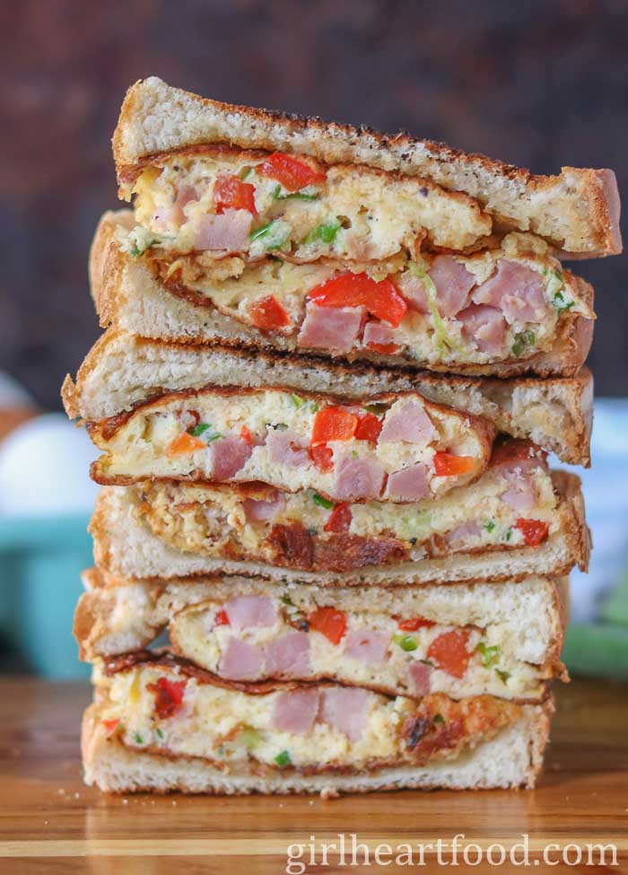 Stack of three western sandwich halves.