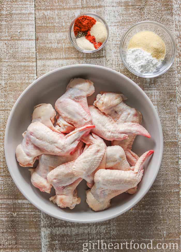 Ingredients for an easy baked chicken wings recipe.