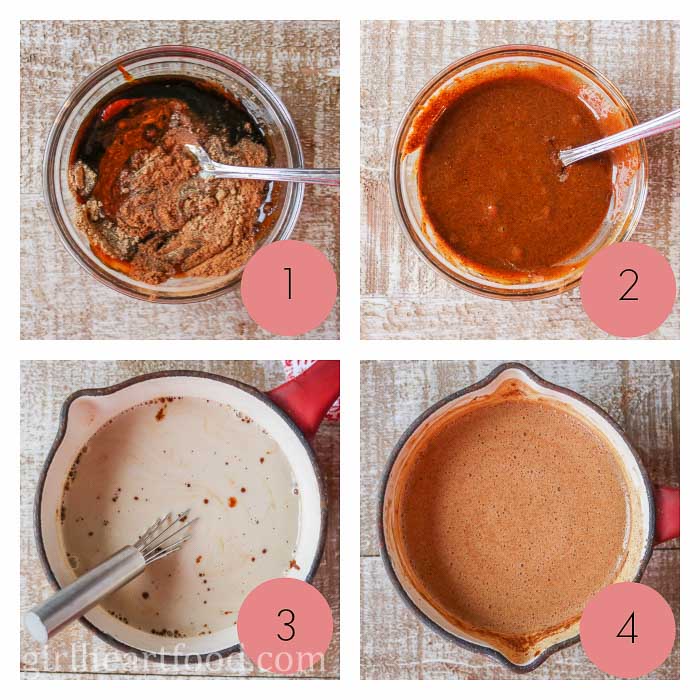 Collage of steps to make flavoured coffee creamer.