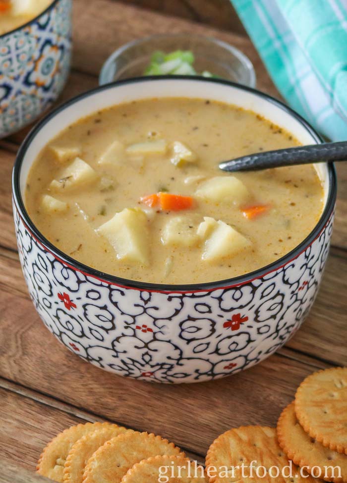 Bowl of celery root soup.