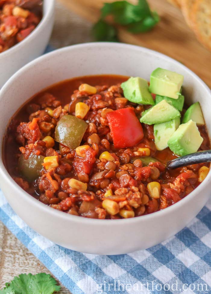 Lentil Chili Recipe (so hearty and delicious!) | Girl Heart Food®
