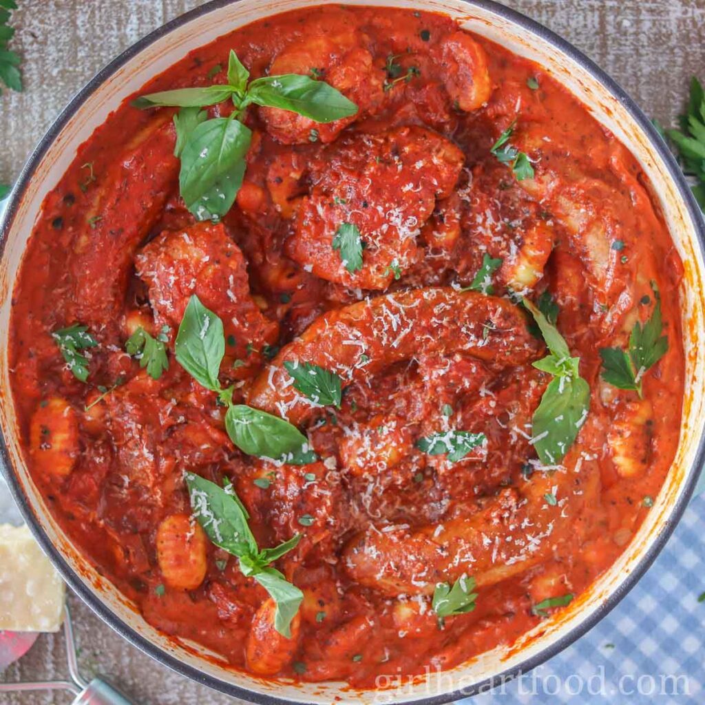 Chicken and Sausage With Gnocchi in Tomato Sauce Girl Heart Food®