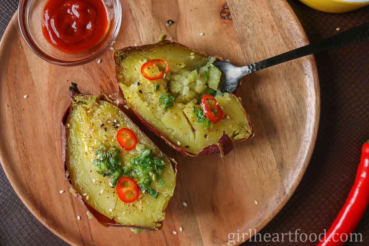 Baked Japanese Sweet Potato (with flavoured butter) Girl Heart Food