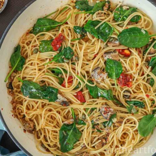 Sardine Pasta (With SunDried Tomatoes and Spinach) Girl Heart Food®