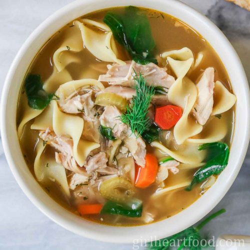 Homemade Chicken Soup with Spinach and Dill | Girl Heart Food®