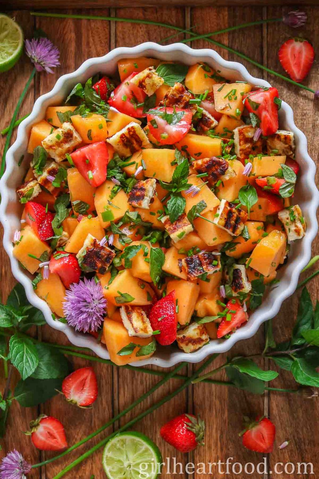 Cantaloupe Salad With Grilled Halloumi Cheese Girl Heart Food