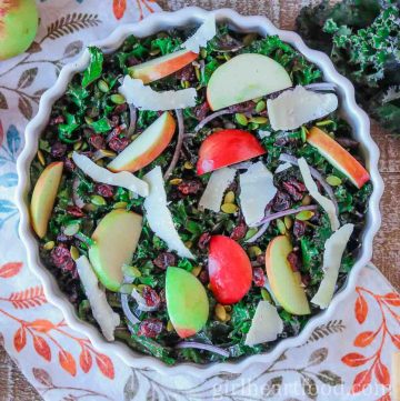 Bowl of kale and apple salad.