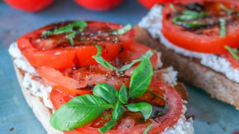 Tomato Ricotta Toast With Basil and Balsamic