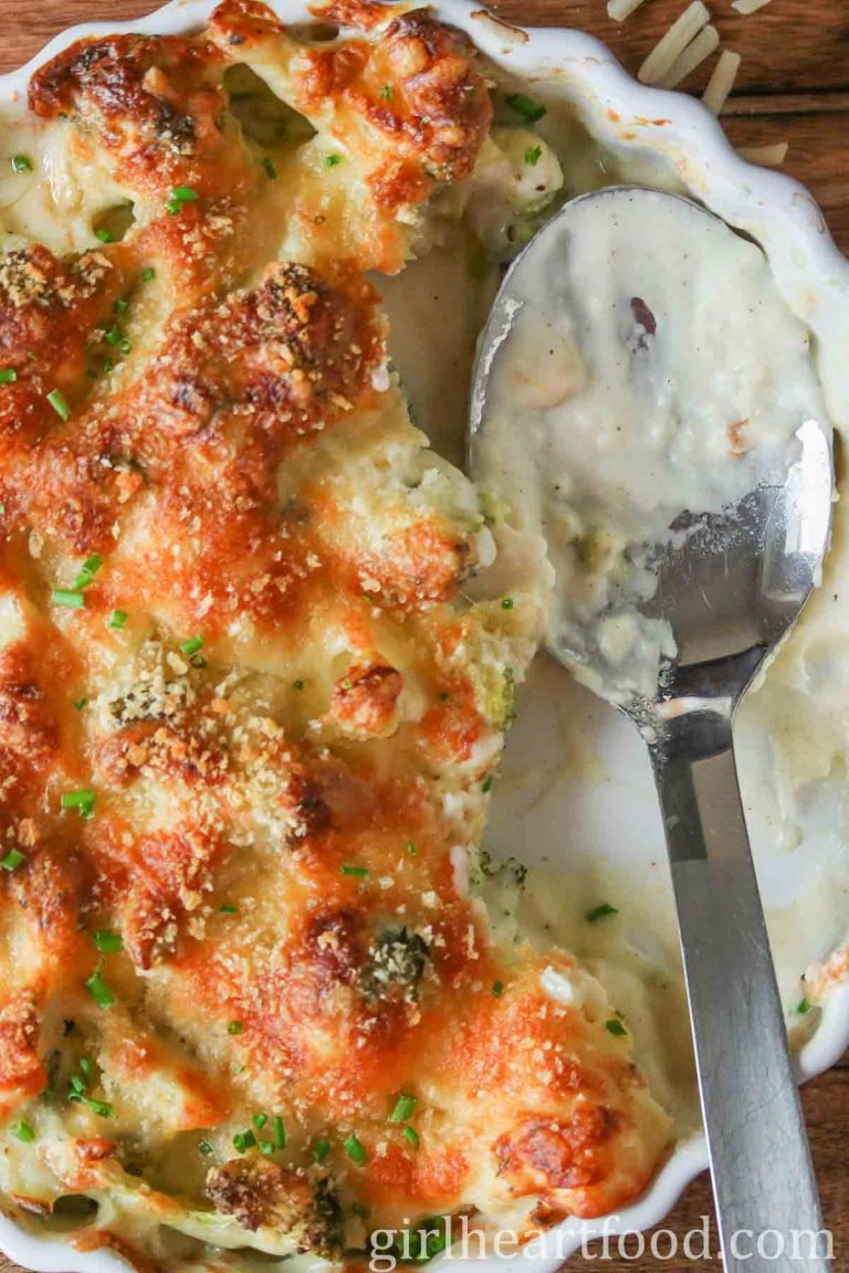 Broccoli Cauliflower Bake (Vegetable au Gratin) Girl Heart Food®