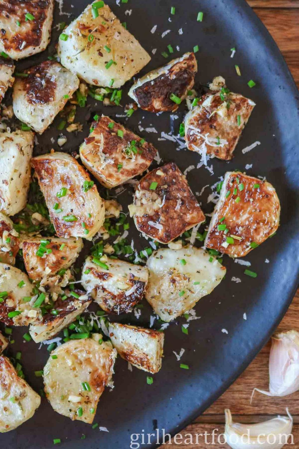 Roasted Kohlrabi With Garlic and Cheese Girl Heart Food®