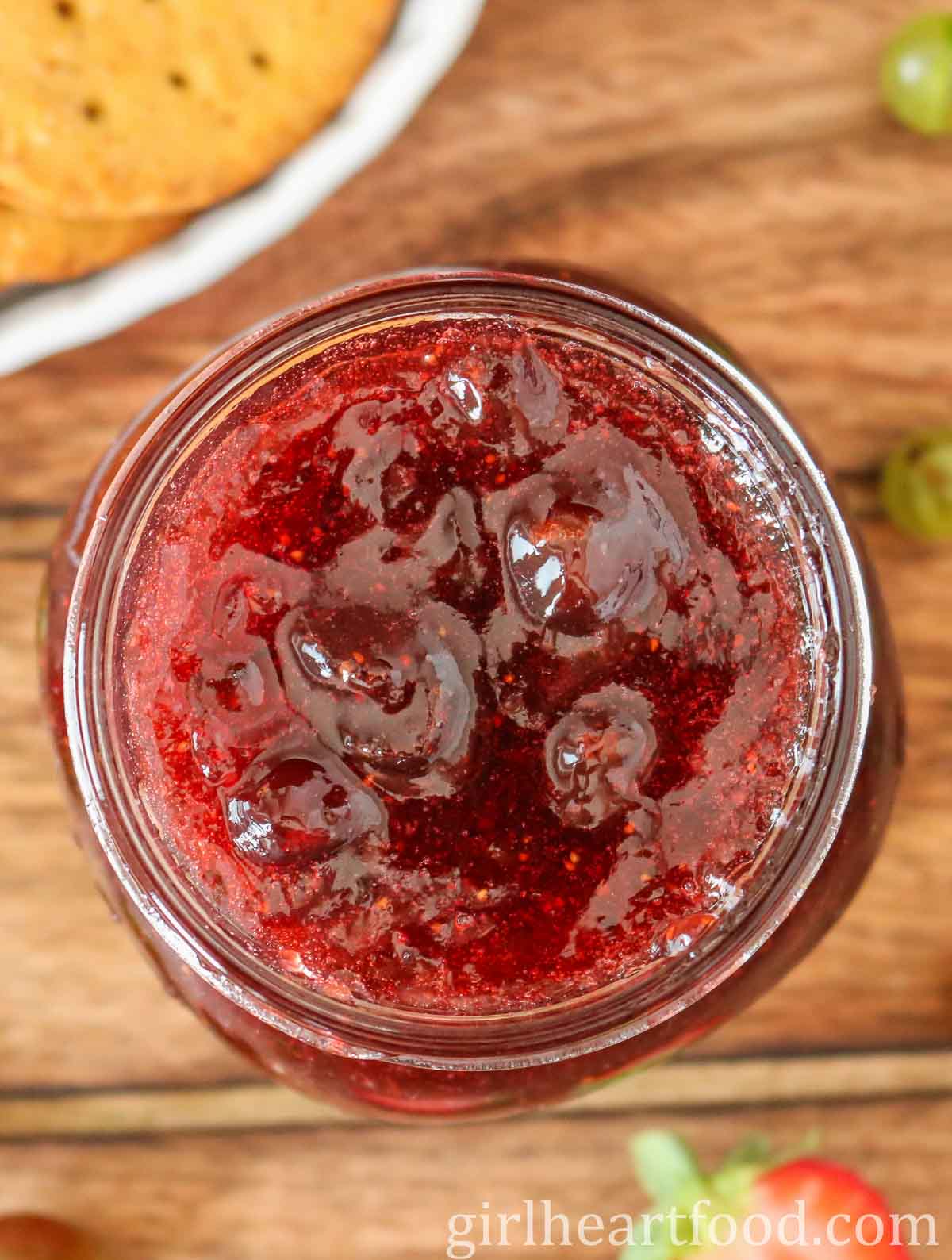 Strawberry Gooseberry Jam (5 ingredients) | Girl Heart Food®