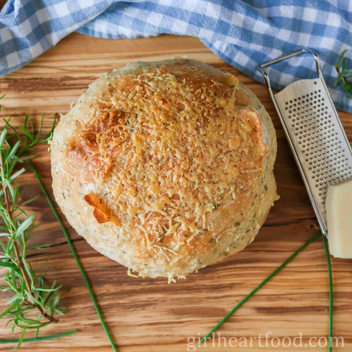 Rosemary Parmesan Bread (No Knead) | Girl Heart Food®