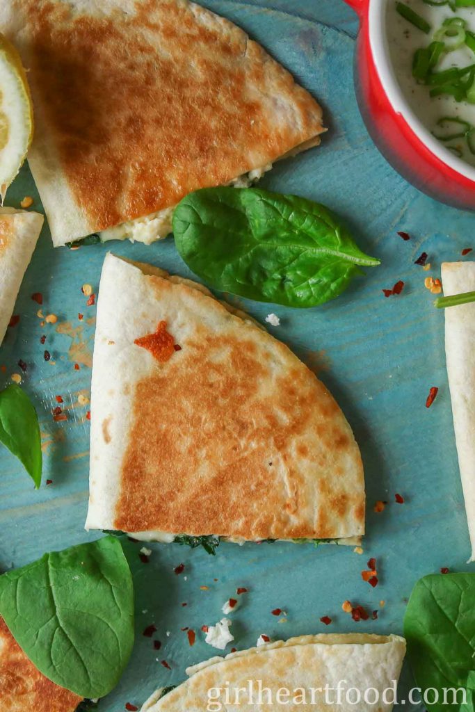 Cheesy Spinach Quesadillas Girl Heart Food®