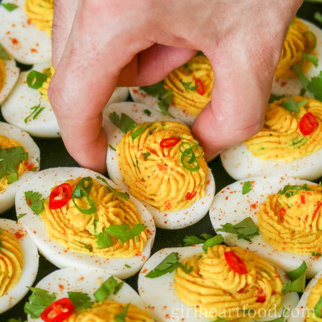 Curry Deviled Eggs Recipe | Girl Heart Food®