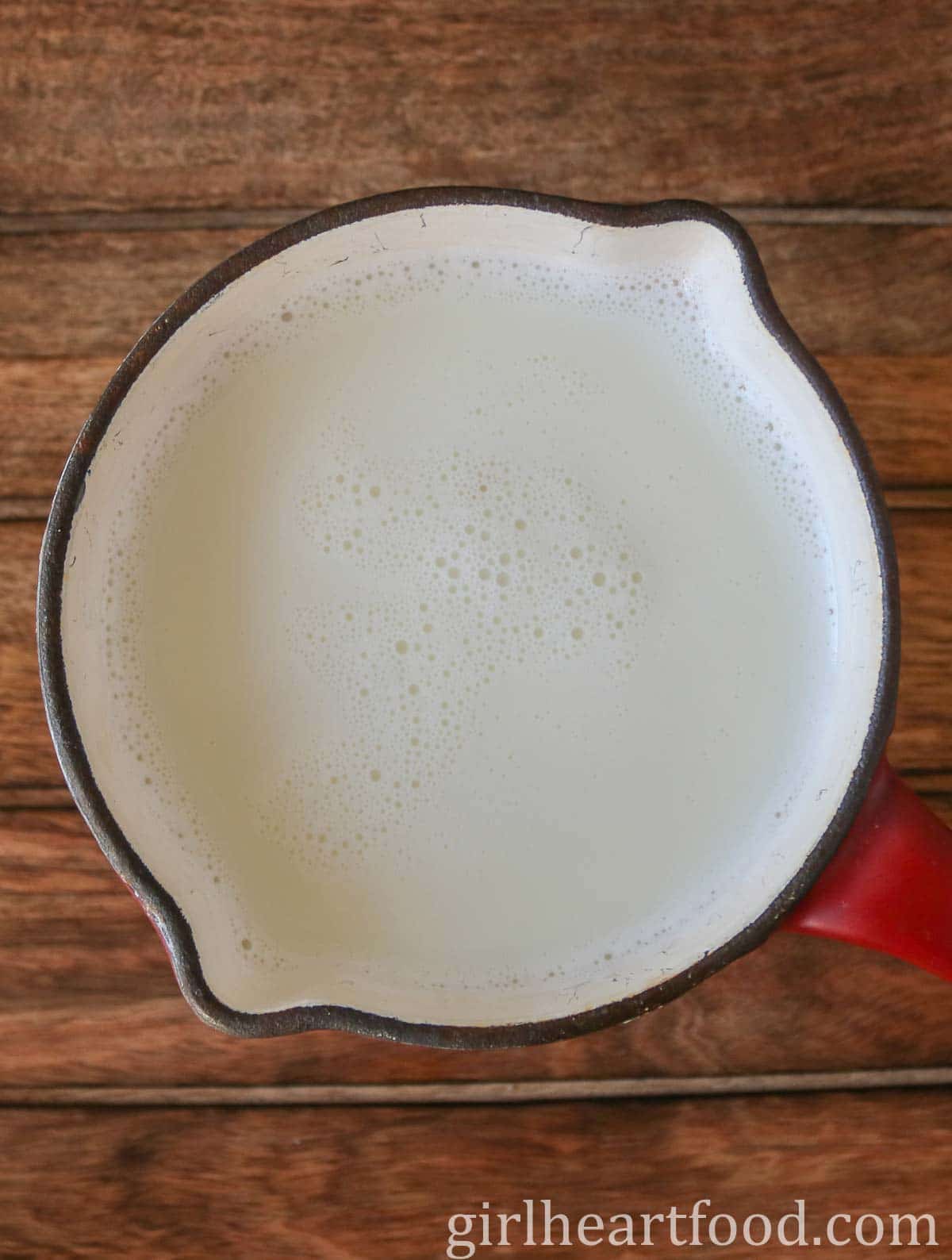 Milk in a saucepan.