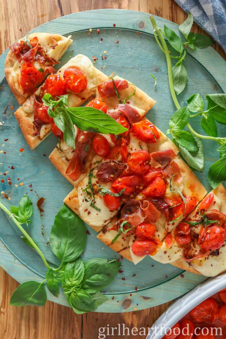 Roasted Tomato and Prosciutto Flatbread Pizza Recipe Girl Heart Food®