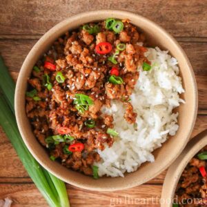 Ground turkey rice bowl.