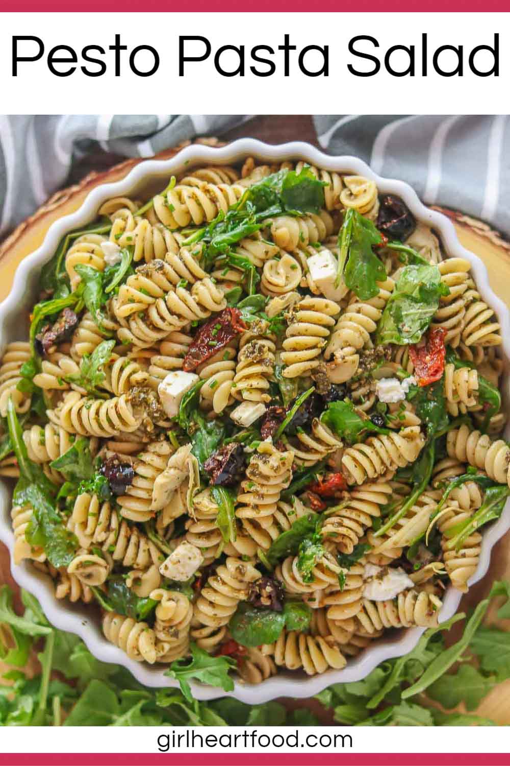 Mediterranean Pesto Pasta Salad Recipe | Girl Heart Food®
