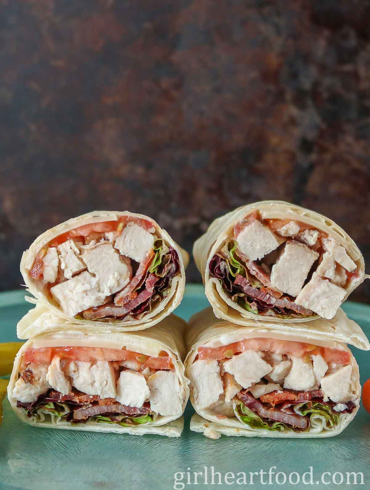 Four turkey bacon wraps.