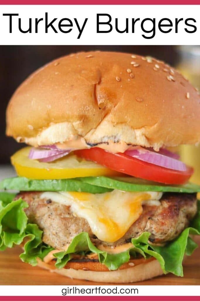 Ground turkey burger with toppings.