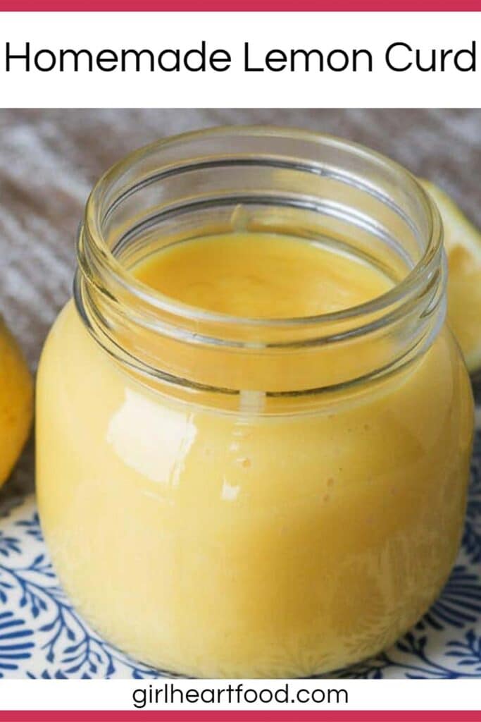 Jar of homemade lemon curd.