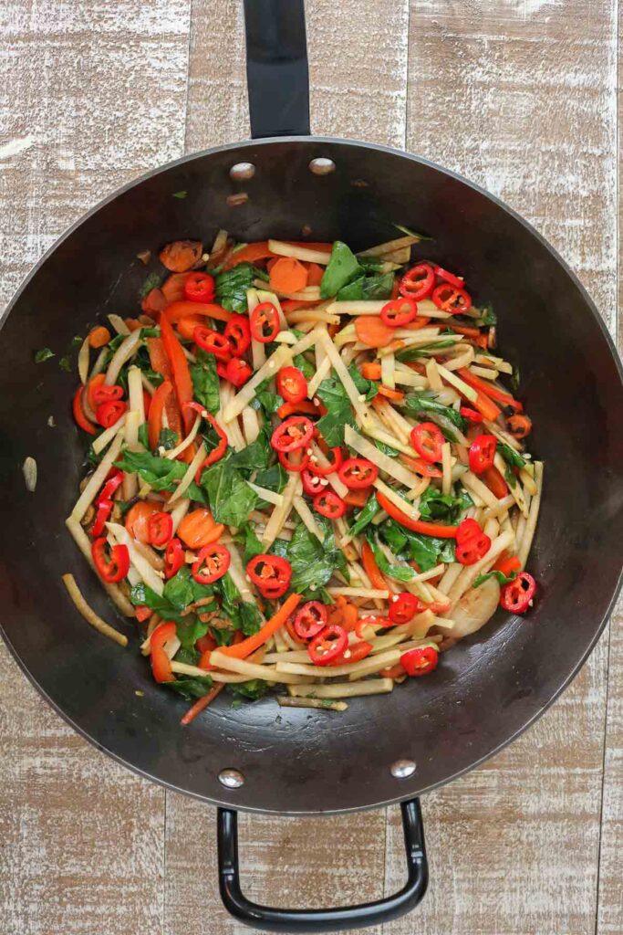 Kohlrabi Stir Fry (Using Bulb and Kohlrabi Leaves) Girl Heart Food®