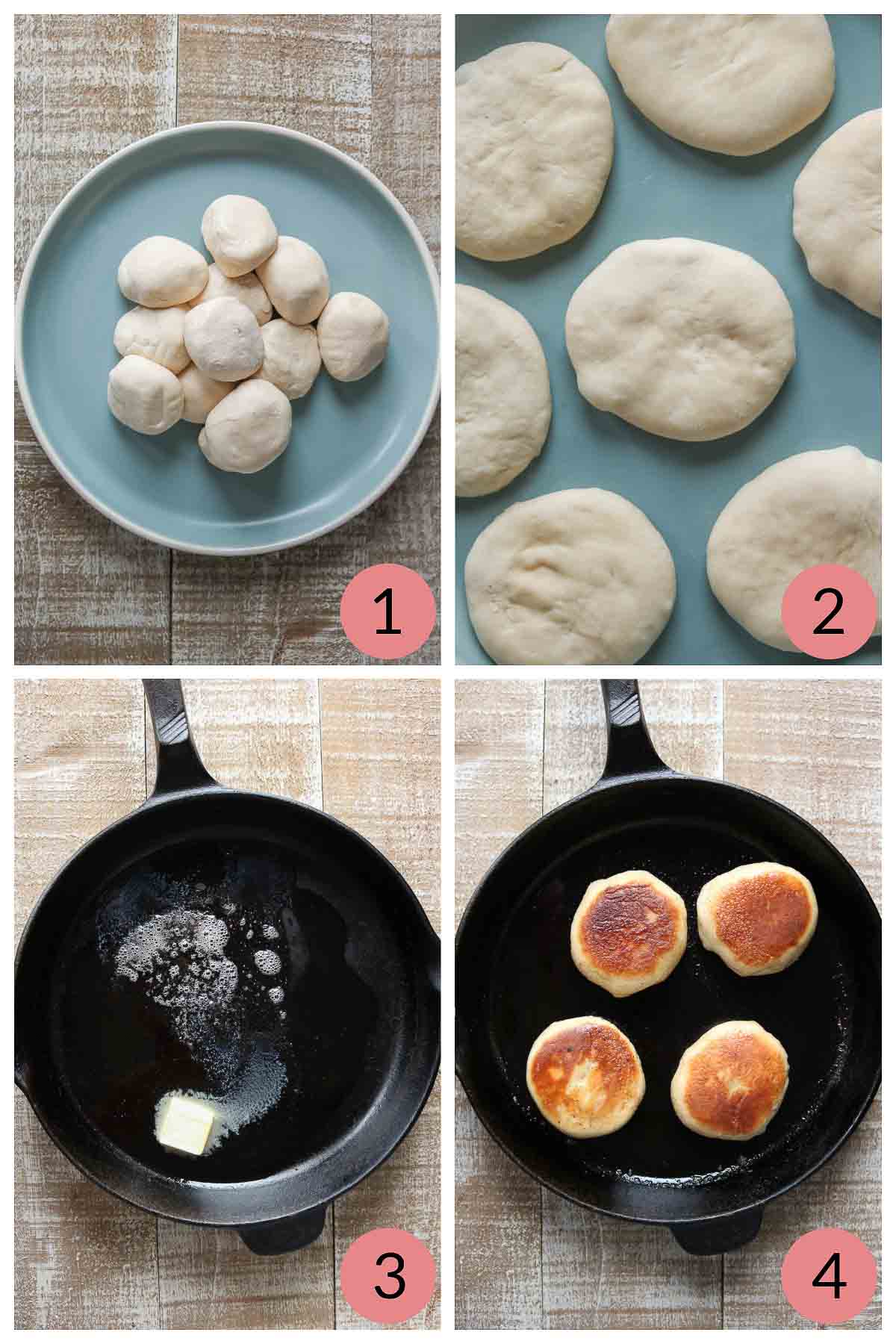 Collage of steps to make toutons.