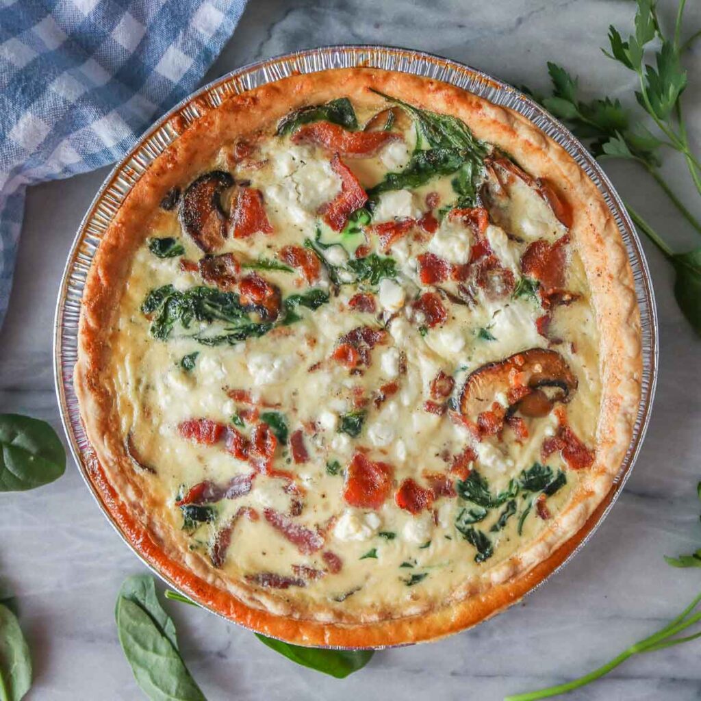 Spinach Mushroom Bacon Quiche | Girl Heart Food®