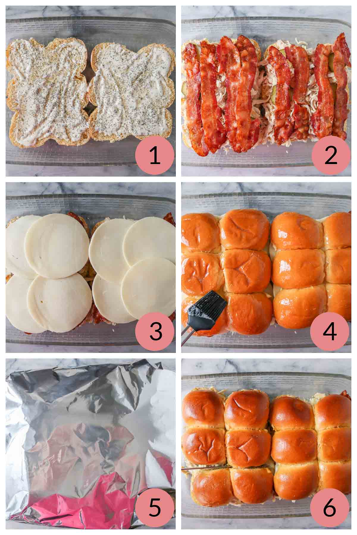 Collage of steps to make homemade sliders.
