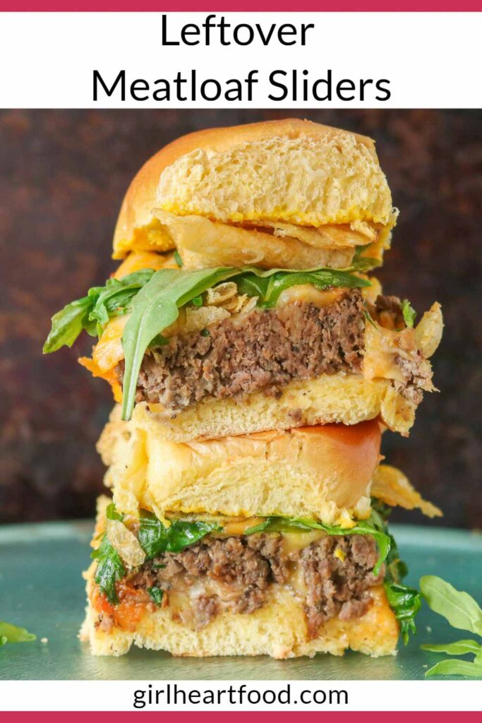 Stack of two meatloaf sliders.