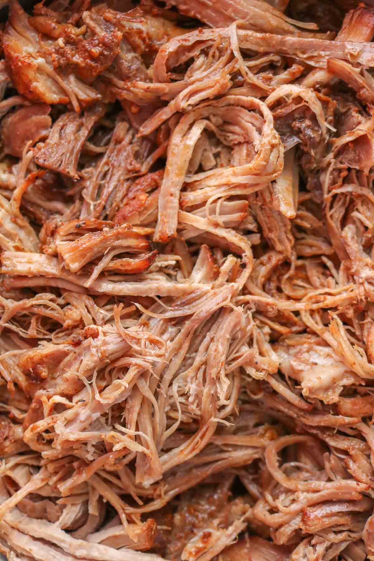 Close-up of shredded pork.