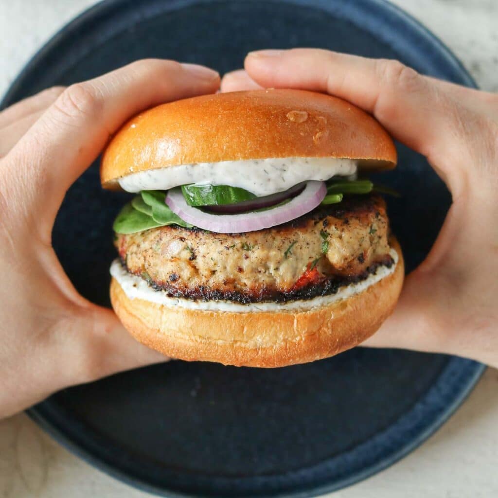 Mediterranean Ground Chicken Burgers Girl Heart Food®