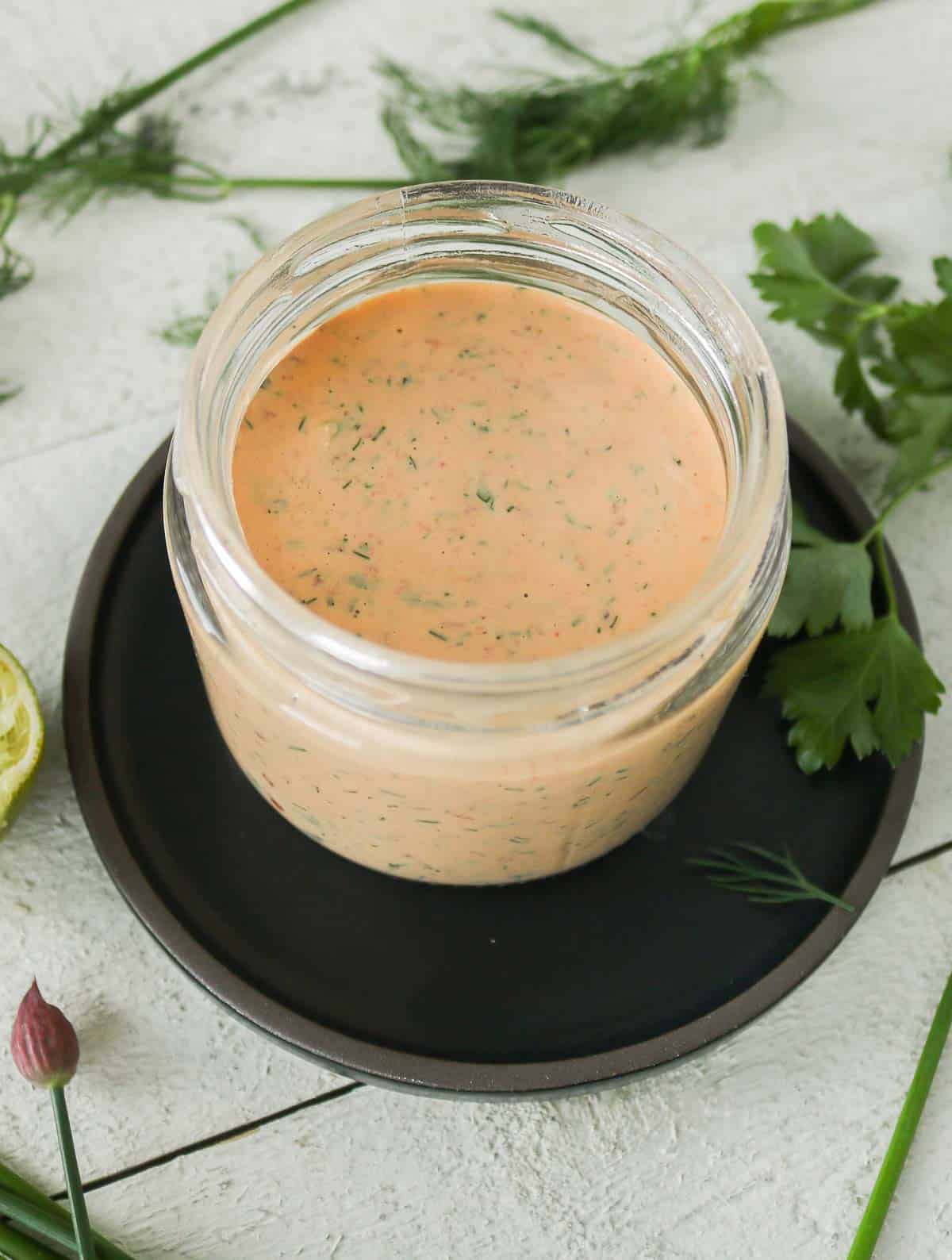 Jar of chipotle ranch dressing.