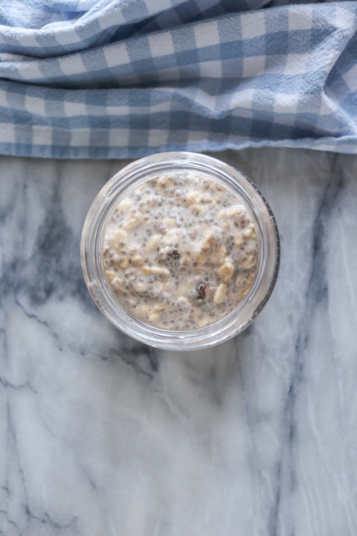 Jar of overnight oats before any toppings are added.