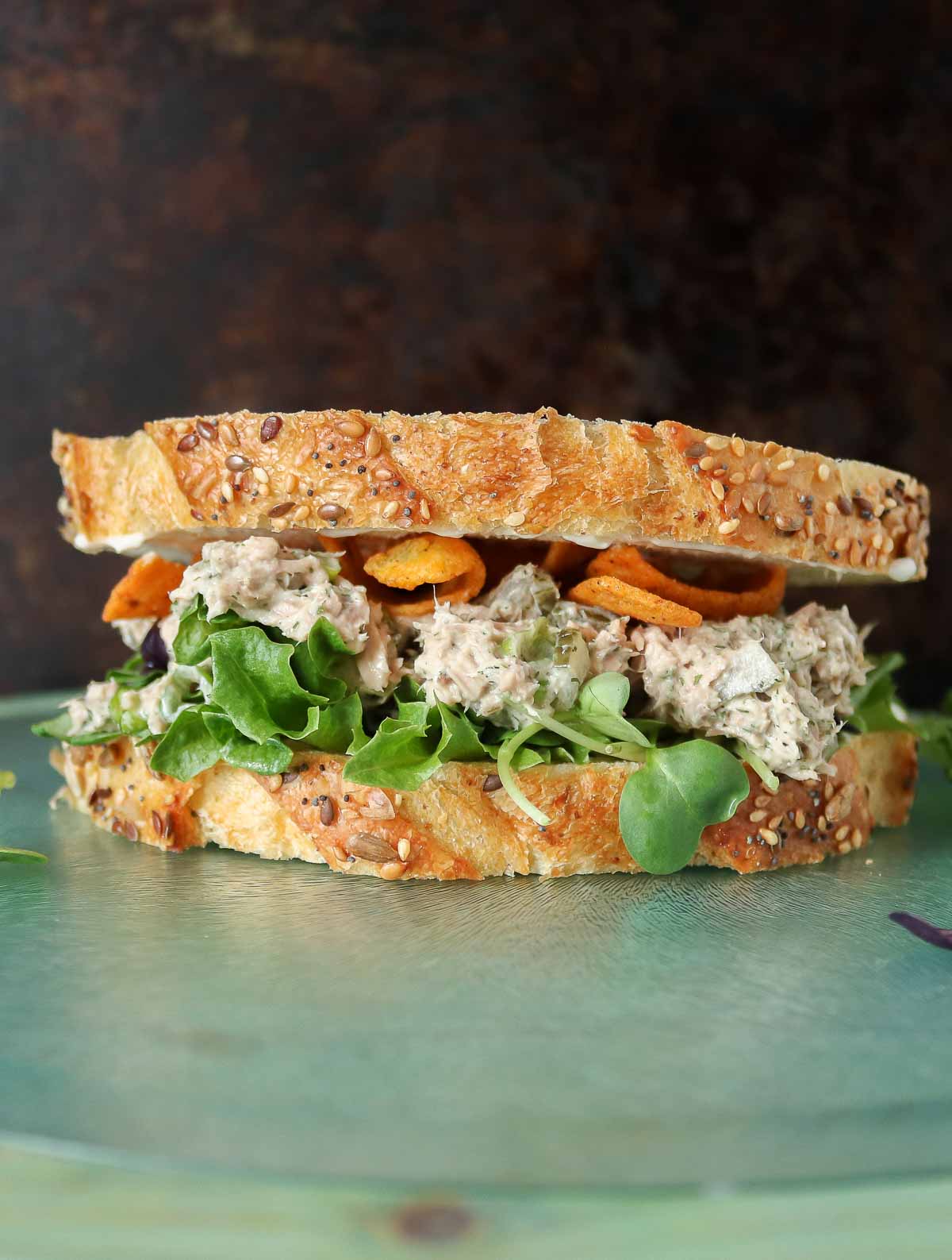 Dill pickle tuna salad sandwich.