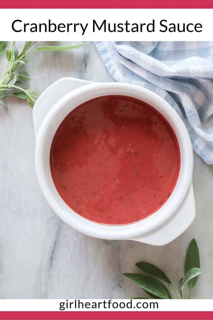 Cranberry mustard sauce in a serving dish.