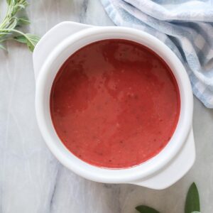 Cranberry mustard sauce in a serving dish.