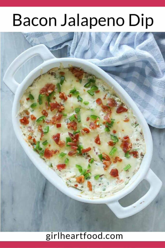 Bacon jalapeno dip in a baking dish.