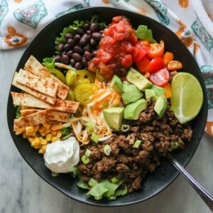 Taco salad in a bowl.